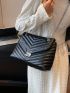 Chevron Detail Chain Square Bag Metal Decor Elegant