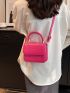 Mini Flap Square Bag Stitch Detail Neon Pink Funky