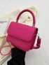 Mini Flap Square Bag Stitch Detail Neon Pink Funky