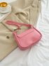 Small Flap Square Bag Heart Decor Solid Pink