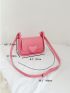 Small Flap Square Bag Heart Decor Solid Pink