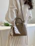 Small Twilly Scarf Decor Dome Bag Litchi Embossed