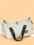 Letter Patch Decor Hobo Bag Side Pockets