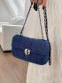 Mini Quilted Pattern Chain Square Bag Turn Lock