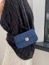 Mini Quilted Pattern Chain Square Bag Turn Lock