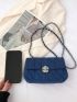 Mini Quilted Pattern Chain Square Bag Turn Lock