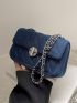 Mini Quilted Pattern Chain Square Bag Turn Lock