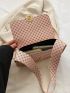 Geometric Pattern Flap Baguette Bag Metal Decor