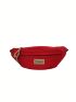 Large Fanny Pack Letter Patch Decor Zip Front