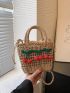 Mini Cherry Decor Straw Bag Paper Colorblock Vacation