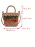 Mini Cherry Decor Straw Bag Paper Colorblock Vacation