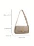 Metal Decor Flap Baguette Bag Geometric Pattern