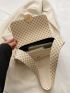 Metal Decor Flap Baguette Bag Geometric Pattern