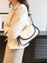 Long 10.2 Inches Wide 3.5 Inches High 5.5 Inches PU Monochrome Fashion Shoulder Bag