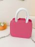 Mini Cartoon Embossed Square Bag Double Handle Pink