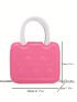 Mini Cartoon Embossed Square Bag Double Handle Pink