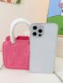 Mini Cartoon Embossed Square Bag Double Handle Pink