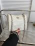 Mini Metal Decor Chain Bucket Bag Zipper White