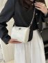 Mini Metal Decor Chain Bucket Bag Zipper White