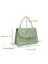 Mini Floral Embroidered Flap Square Bag Faux Pearl Decor