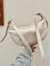 Minimalist Hobo Bag Medium Zipper Pu White