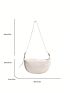 Minimalist Hobo Bag Medium Zipper Pu White