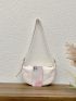 Minimalist Hobo Bag Medium Zipper Pu White