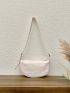 Minimalist Hobo Bag Medium Zipper Pu White