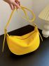 Minimalist Hobo Bag Medium Zipper Yellow Pu