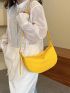 Minimalist Hobo Bag Medium Zipper Yellow Pu