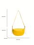 Minimalist Hobo Bag Medium Zipper Yellow Pu