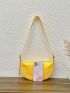 Minimalist Hobo Bag Medium Zipper Yellow Pu