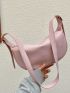 Minimalist Crossbody Bag Medium Zipper Pink Pu