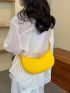 Minimalist Hobo Bag Medium Zipper Yellow Pu