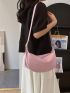 Minimalist Crossbody Bag Medium Zipper Pink Pu