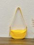 Minimalist Hobo Bag Medium Zipper Yellow Pu