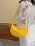 Minimalist Hobo Bag Medium Zipper Yellow Pu