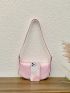 Minimalist Crossbody Bag Medium Zipper Pink Pu