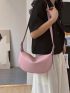 Minimalist Crossbody Bag Medium Zipper Pink Pu