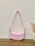 Minimalist Crossbody Bag Medium Zipper Pink Pu