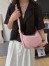 Minimalist Crossbody Bag Medium Zipper Pink Pu