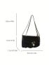 Metal Decor Flap Ruched Bag Twist Lock