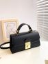 Minimalist Flap Square Bag Top Handle Black