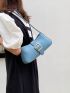 Stitch Detail Buckle Decor Hobo Bag Medium Blue