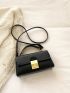 Minimalist Flap Square Bag Top Handle Black