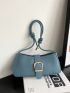 Stitch Detail Buckle Decor Hobo Bag Medium Blue