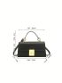 Minimalist Flap Square Bag Top Handle Black