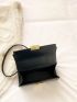 Minimalist Flap Square Bag Top Handle Black