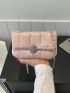 Mini Quilted Flap Square Bag Metal Decor Pink