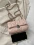 Mini Quilted Flap Square Bag Metal Decor Pink